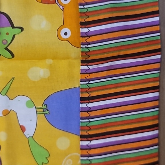 Handmade baby blanket stripes frog fish birds - Picture 4 of 8